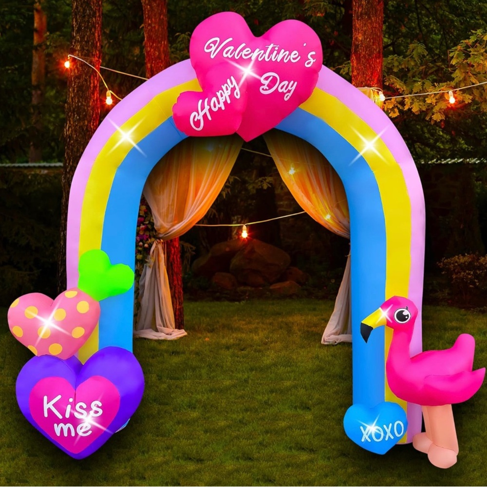 Valentine's Day Inflatable Archway with Flamingo